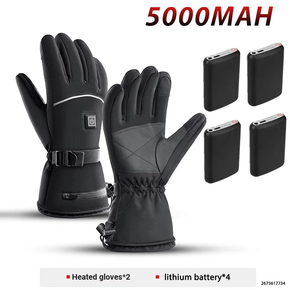 Winter Warm Moto Heated Gloves Rechargeable 5000Mah Ski Electric Heated Gloves
