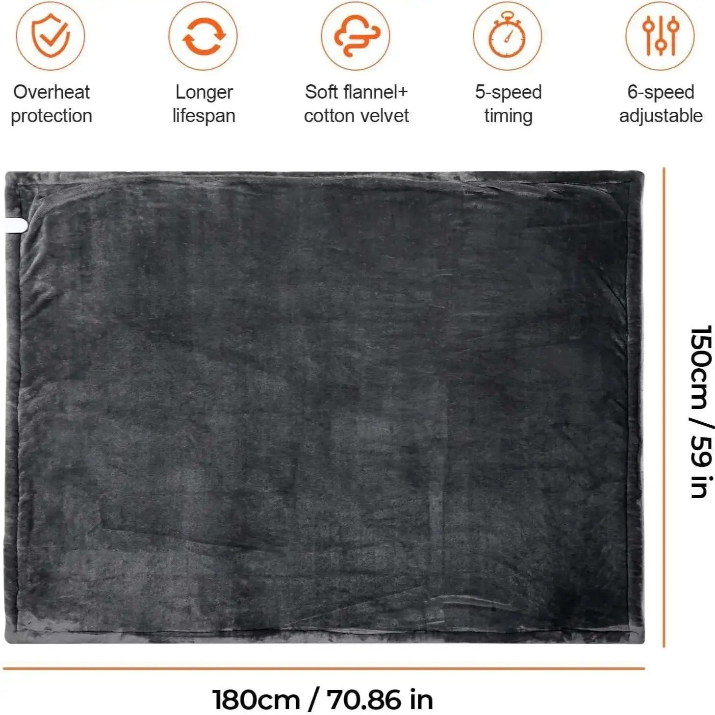 Heated Electric Blanket, 6 Heating Levels & 4 Hours auto-Off,Over-Heat Protection