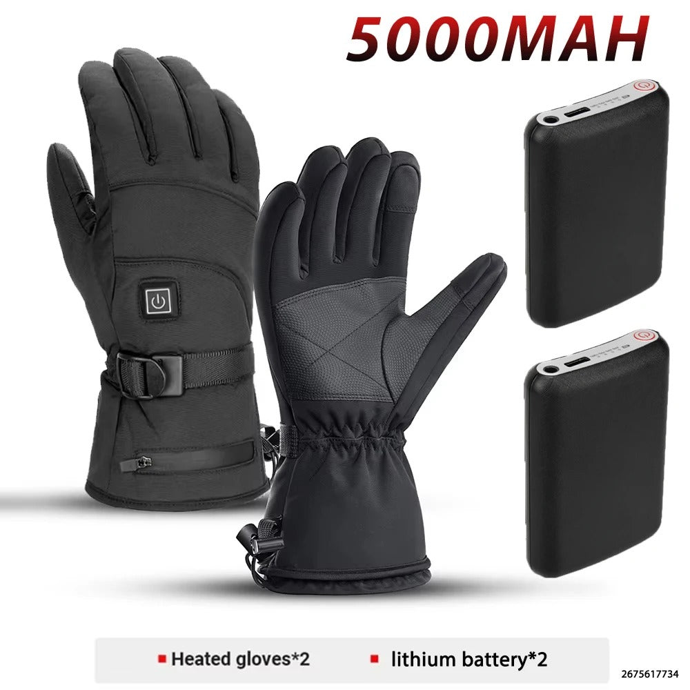 Winter Warm Moto Heated Gloves Rechargeable 5000Mah Ski Electric Heated Gloves